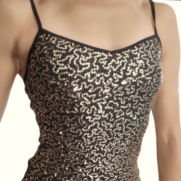 Express Gold and Black Sequin Camisole Tank Top - Picture 2 of 16